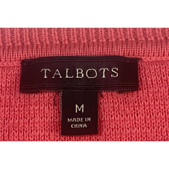 TALBOTS Women Pullover Textured Long Sleeve Crew Neck Sweater Sz M Pink 53-21 - Picture 8 of 9